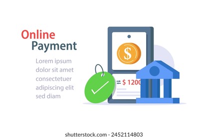 online mobile banking concept. Online payments and electronic bill payments. Transaction security. Collection of mobile banking application design concepts