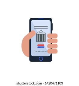 Online Mobile banking, online purchasing and transaction. Flat vector illustration