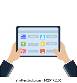 Online Mobile banking, online purchasing and transaction. Flat vector illustration