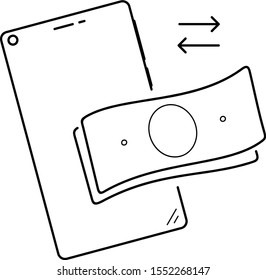 Online mobile banking. Vector outline icon.