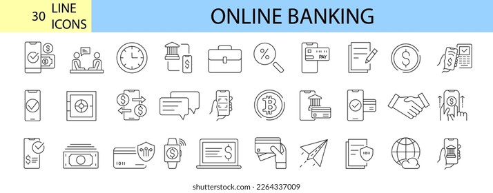 Online, Mobile banking web icon for business, financial, online payment, mobile app, exchange, marketplace, verify, top up and E-wallet.