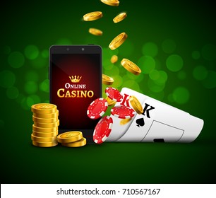 Online mobile casino app. Poker gambling app. Casino vector game background.