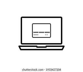 Pago móvil en línea aprobado en la firma de la laptop icono simple en el fondo . icono de banca en línea.