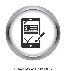 Online mobile payment approved simple icon on background
