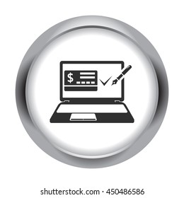 Online mobile payment approved simple icon on background