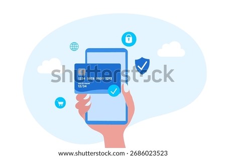 Online mobile payment and banking service, payment approved vector illustration 
