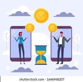 Online mobile payment connection concept. Vector flat cartoon graphic design illustration