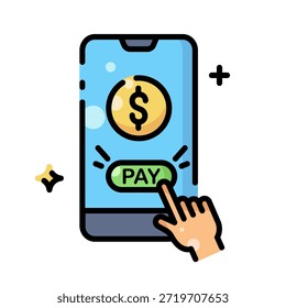 Online Mobile Payment Icon for E-commerce Transaction