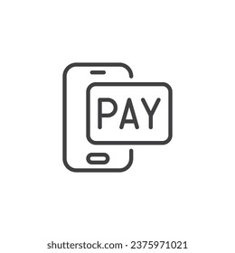 Online Mobile Payment Line Symbol. lineares Stilzeichen für mobiles Konzept und Webdesign. Umriss-Vektorsymbol des mobilen Zahlungsdienstes. Symbol, Logo-Abbildung. Vektorgrafik