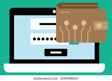  Online- und mobile Zahlungsmethoden,Elektronische Zahlungen, Investitionen, Budgetierung und Sparen,Eine intelligente Geldbörse mit Zahlungsantrag per Kredit- und Debitkarte,kreativ illustriert,Änderung von Investitionen