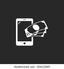 Online mobile payment sign simple icon on background