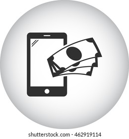 Online mobile payment sign simple icon on background