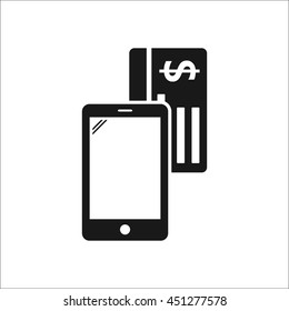 Online mobile payment transaction sign simple icon on background