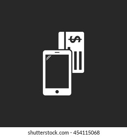 Online mobile payment transaction sign simple icon on background