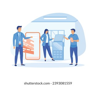  Online and mobile payments concept. Pos Terminal confirms the payment using a smart phone, Mobile payment, online banking. flat vector modern illustration 