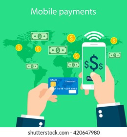 Online and mobile payments concept. Vector illustration.