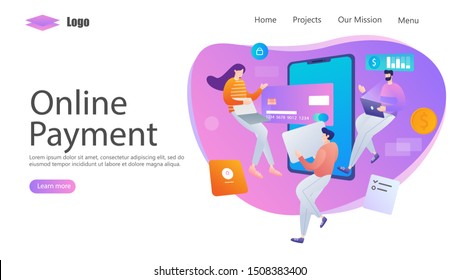 Online and Mobile Payments Vector Illustration Concept, Suitable for web landing page, ui, mobile app, editorial design, flyer, banner, and other related occasion