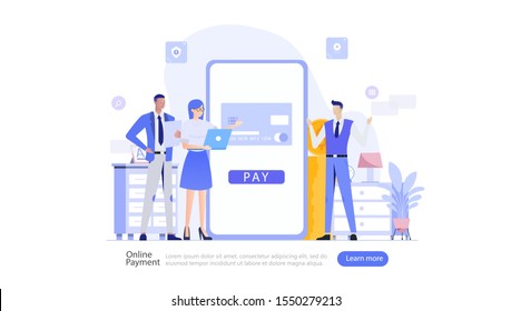 Online and Mobile Payments Vector Illustration Concept , Suitable for web landing page, ui, mobile app, editorial design, flyer, banner, and other related occasion
