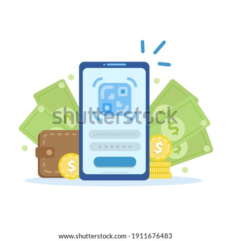 Online and mobile payments, Vector illustration pos terminal confirms the payment using a smartphone, Mobile payment, online banking.