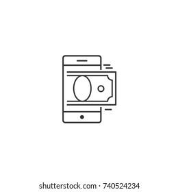 Online mobile payments vector thin line icon