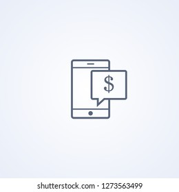 Online mobile payout, mobile pay, vector best gray line icon on white background , EPS 10