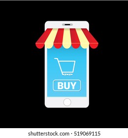 Online mobile shopping concept background. vector mobile marketing and commerce background.