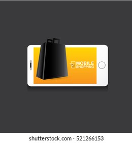 Online mobile shopping concept background. vector mobile marketing and commerce background.