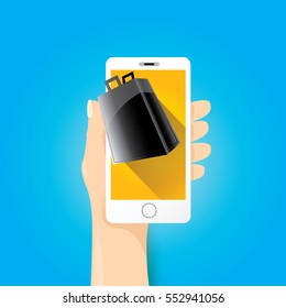 Online mobile shopping concept background. vector mobile marketing and commerce background.