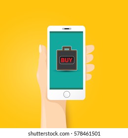 Online mobile shopping concept background. vector mobile marketing and commerce background.