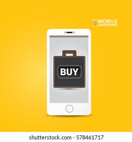 Online mobile shopping concept background. vector mobile marketing and commerce background.