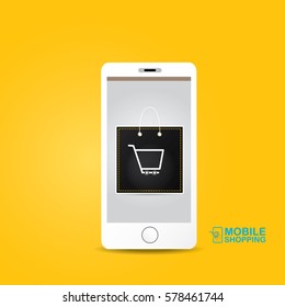 Online mobile shopping concept background. vector mobile marketing and commerce background.