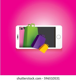 Online mobile shopping concept background. vector mobile marketing and commerce background.
