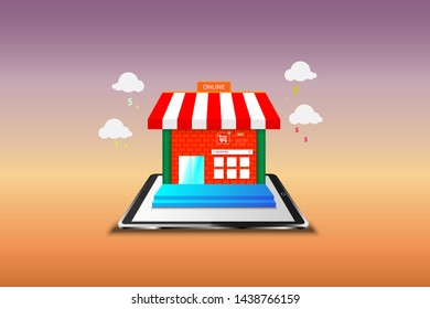 Online Mobile Shopping. vector eps10