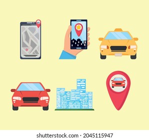online mobile transport app icon set