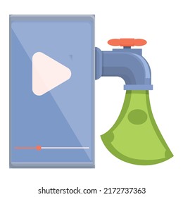 Vector de dibujos animados de iconos de monetización en línea. Blog del dinero. Informe de contenido
