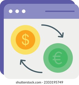 Diseño de iconos planos para el intercambio de dinero en línea