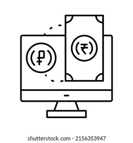 Online Money Exchange Vector icon which is suitable for commercial work and easily modify or edit it

