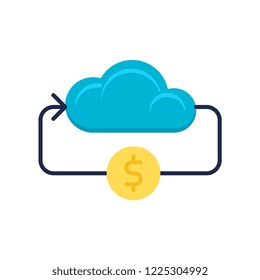 Online money flat vector icon.