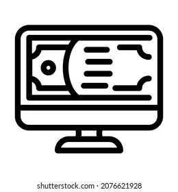 online money line icon vector. online money sign. isolated contour symbol black illustration