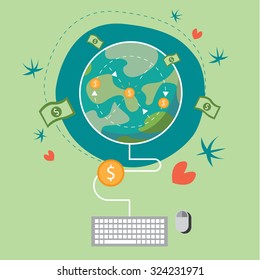 Online money with payment methods.Electronic money transfers