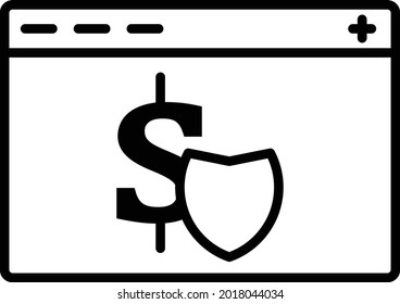 Online Money Protect Vector Line Icon Design
