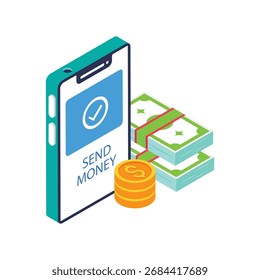 Online Money Send Isometric vector Illustration 