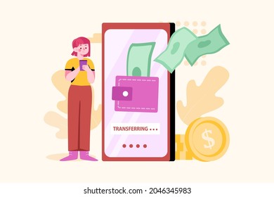 Online Money Transaction Illustration concept. Flat illustration isolated on white background.