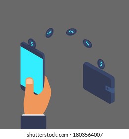 online money transfer concept flat design