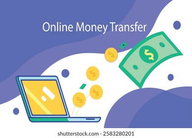 Online Money Transfer Digital Payment Illustration for Banking and Finance Free Download