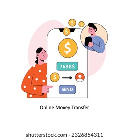 Online Money Transfer Flat Style Design Vector illustration. Stock illustration