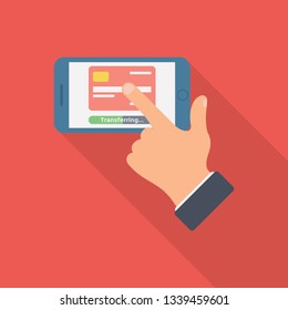 Online money transfer flat vector