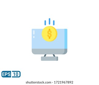 online money transfer icon in flat style. ecommerce isolated on white background. Editable color. EPS 10