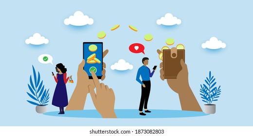 Online money transfer illustration concept can use for, landing page, template, ui, web, mobile app, poster, banner, flyer