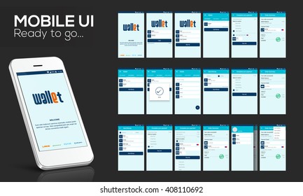 Online Money Transfer UI, UX And GUI Template Layout With Flat Web Icons Including Login, Sign-Up, Add Money, Complete Your Payment, Order Summary, Ask And Send Money Screens For Mobile Apps..